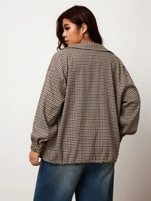 Enliva Plus-Size Women's Casual Goth Loose Plaid Autumn And Winter Coat Apple,Rounded Body Club Office White Women Fall Winter Jacket - Multicolor - View 2