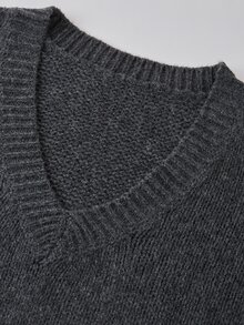 Solivie Women's Autumn Long Sweater Asymmetrical Design V-Neck Winter Clothes Going Out Everyday Date Tops Workwear For Women Office Dark Grey Casual - Dark Grey - View 9