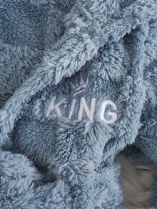 Cozy Pixies Kids Baby Boy Casual Daily Comfortable Embroidered Plush Hooded Open Front Long Sleeve Morning Robe Loungewear Autumn Winter - Blue - View 5