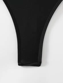 SHEIN Swim Summer Beach Solid Color Backless One-Piece Swimsuit Music Festival - Black - View 8