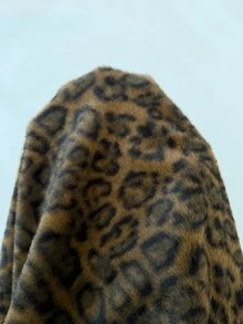 Reflora Plus Size Women's Leopard Print Fashion Versatile Winter Faux Fur Coat Formal Nightwear Going Out Brown Elegant - Brown - View 12