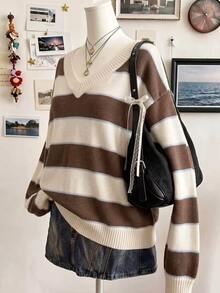 Trelyra Women's Colorblock Casual Versatile Daily Wear Long Sleeve Sweater - Multicolor - View 4