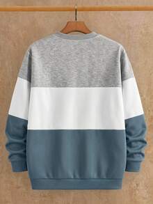 Manfinity RebelGame Men's Casual Colorblock Patchwork Sweatshirt,Fleece,Oversized Pullover,Crew Neck Sweatshirt,Halloween Winter Party Autumn - Multicolor - View 3