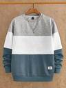 Manfinity RebelGame Men's Casual Colorblock Patchwork Sweatshirt,Fleece,Oversized Pullover,Crew Neck Sweatshirt,Halloween Winter Party Autumn