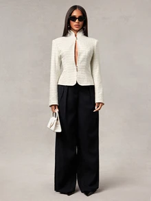 Radiana Women's Solid Color Casual Versatile Daily Long Sleeve Jacket - White - View 4