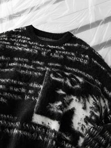 NEON BLANC Men's Crew Neck Pullover Sweater Loose Fit Suitable For Autumn/Winter - Black and White - View 6