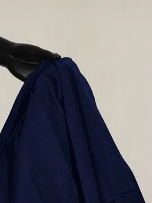 SHEIN ICON 女士休闲纯色无袖褶裥下摆迷你连衣裙，夏季 - 藏蓝色 - 查看 10