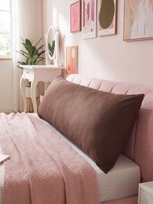 1pc Solid Coffee Brown Pillowcase Lumbar Pillow Long Pillowcase (Pillow Core Not Included), Soft And Breathable, Envelope Closure, Suitable For Bed, Sofa, Living Room And Other Home Decor, Country Style, Size 20"X54". Pillowcase Decoration, Suitable For Men And Women, Machine Washable. Dorm Bedding Back To School - Brown - View 6