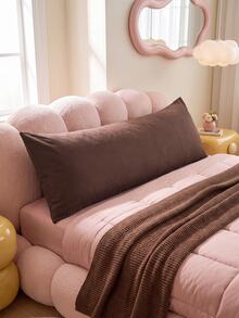 1pc Solid Coffee Brown Pillowcase Lumbar Pillow Long Pillowcase (Pillow Core Not Included), Soft And Breathable, Envelope Closure, Suitable For Bed, Sofa, Living Room And Other Home Decor, Country Style, Size 20"X54". Pillowcase Decoration, Suitable For Men And Women, Machine Washable. Dorm Bedding Back To School - Brown - View 8