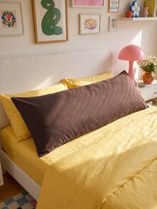 1pc Solid Coffee Brown Pillowcase Lumbar Pillow Long Pillowcase (Pillow Core Not Included), Soft And Breathable, Envelope Closure, Suitable For Bed, Sofa, Living Room And Other Home Decor, Country Style, Size 20"X54". Pillowcase Decoration, Suitable For Men And Women, Machine Washable. Dorm Bedding Back To School - Brown - View 7