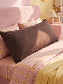 1pc Solid Coffee Brown Pillowcase Lumbar Pillow Long Pillowcase (Pillow Core Not Included), Soft And Breathable, Envelope Closure, Suitable For Bed, Sofa, Living Room And Other Home Decor, Country Style, Size 20"X54". Pillowcase Decoration, Suitable For Men And Women, Machine Washable. Dorm Bedding Back To School - Brown - View 1
