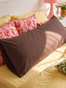 1pc Solid Coffee Brown Pillowcase Lumbar Pillow Long Pillowcase (Pillow Core Not Included), Soft And Breathable, Envelope Closure, Suitable For Bed, Sofa, Living Room And Other Home Decor, Country Style, Size 20"X54". Pillowcase Decoration, Suitable For Men And Women, Machine Washable. Dorm Bedding Back To School - Brown - View 2