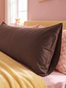 1pc Solid Coffee Brown Pillowcase Lumbar Pillow Long Pillowcase (Pillow Core Not Included), Soft And Breathable, Envelope Closure, Suitable For Bed, Sofa, Living Room And Other Home Decor, Country Style, Size 20"X54". Pillowcase Decoration, Suitable For Men And Women, Machine Washable. Dorm Bedding Back To School - Brown - View 3