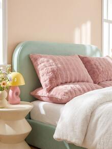 2pcs Pink Plush Flannel Pillowcases, Modern Decorative Long Pillow Covers, Suitable For Winter, Soft And Warm, Machine Washable, Pillow Insert Not Included - Pink - View 7