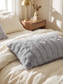 2pcs Light Gray Plush Pillow Covers, Modern Luxury Winter Decorative Pillowcases, Long Pillow Covers, Suitable For Bed And Sofa, Soft And Warm, Machine Washable, Pillow Insert Not Included - Light Grey - View 2