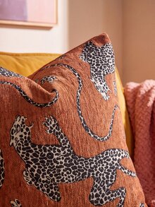 1pc/2pcs (No Insert) Animal Pattern Cushion Cover, Fashionable Vintage Comfortable Leopard Pattern Chenille Pillowcase, Suitable For Daily Home Decor, Sofa, Bed, Bedroom, Gift, Holiday Decoration, Spring Summer Autumn Winter, All Season - Rust - View 3