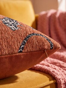 1pc/2pcs (No Insert) Animal Pattern Cushion Cover, Fashionable Vintage Comfortable Leopard Pattern Chenille Pillowcase, Suitable For Daily Home Decor, Sofa, Bed, Bedroom, Gift, Holiday Decoration, Spring Summer Autumn Winter, All Season - Rust - View 2