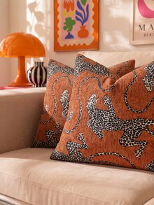 1pc/2pcs (No Insert) Animal Pattern Cushion Cover, Fashionable Vintage Comfortable Leopard Pattern Chenille Pillowcase, Suitable For Daily Home Decor, Sofa, Bed, Bedroom, Gift, Holiday Decoration, Spring Summer Autumn Winter, All Season - Rust - View 8