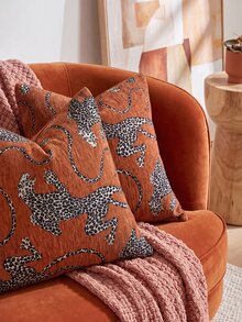 1pc/2pcs (No Insert) Animal Pattern Cushion Cover, Fashionable Vintage Comfortable Leopard Pattern Chenille Pillowcase, Suitable For Daily Home Decor, Sofa, Bed, Bedroom, Gift, Holiday Decoration, Spring Summer Autumn Winter, All Season - Rust - View 7
