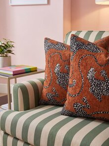 1pc/2pcs (No Insert) Animal Pattern Cushion Cover, Fashionable Vintage Comfortable Leopard Pattern Chenille Pillowcase, Suitable For Daily Home Decor, Sofa, Bed, Bedroom, Gift, Holiday Decoration, Spring Summer Autumn Winter, All Season - Rust - View 6