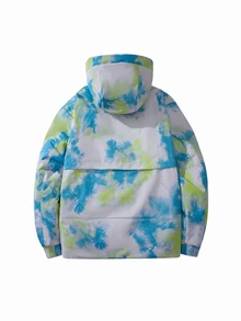 Sport MetroGents Boyfriend Style Men's Front Zipper Long Sleeve Pocket Printed Pullover Hoodie, Minimalist Design Puffer Jacket - Green - View 3
