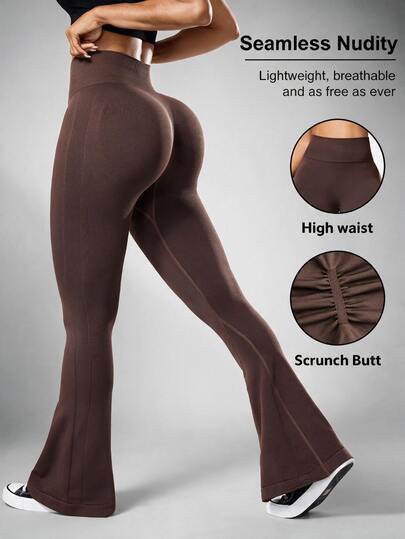 Slayform Slayform Women's Solid Color High Waist Seamless Flare Pants