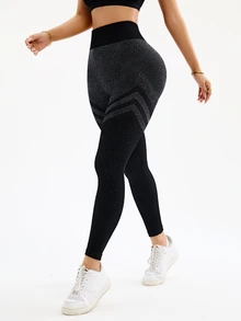 Slayform Slayform Women's Seamless Ruched Butt Lifting Leggings In Black & Grey - Black - View 6
