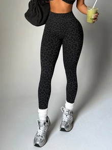 Slayform Slayform 1pc Women's Seamless Sexy Leopard Print Leggings, Suitable For Running, Fitness, Yoga, Workout - Multicolor - View 2