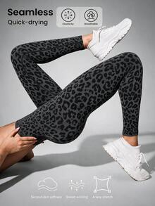 Slayform Slayform 1pc Women's Seamless Sexy Leopard Print Leggings, Suitable For Running, Fitness, Yoga, Workout - Multicolor - View 3