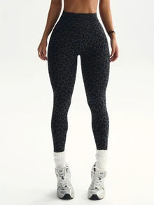 Slayform Slayform 1pc Women's Seamless Sexy Leopard Print Leggings, Suitable For Running, Fitness, Yoga, Workout - Multicolor - View 7