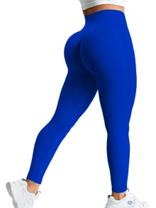Slayform Slayform Women's High Waisted Seamless Compression Leggings,Tummy Control Scrunch Lifting Soft Quick-Drying 4-Way Stretch Yoga Pants For Workout Running - Blue - View 4