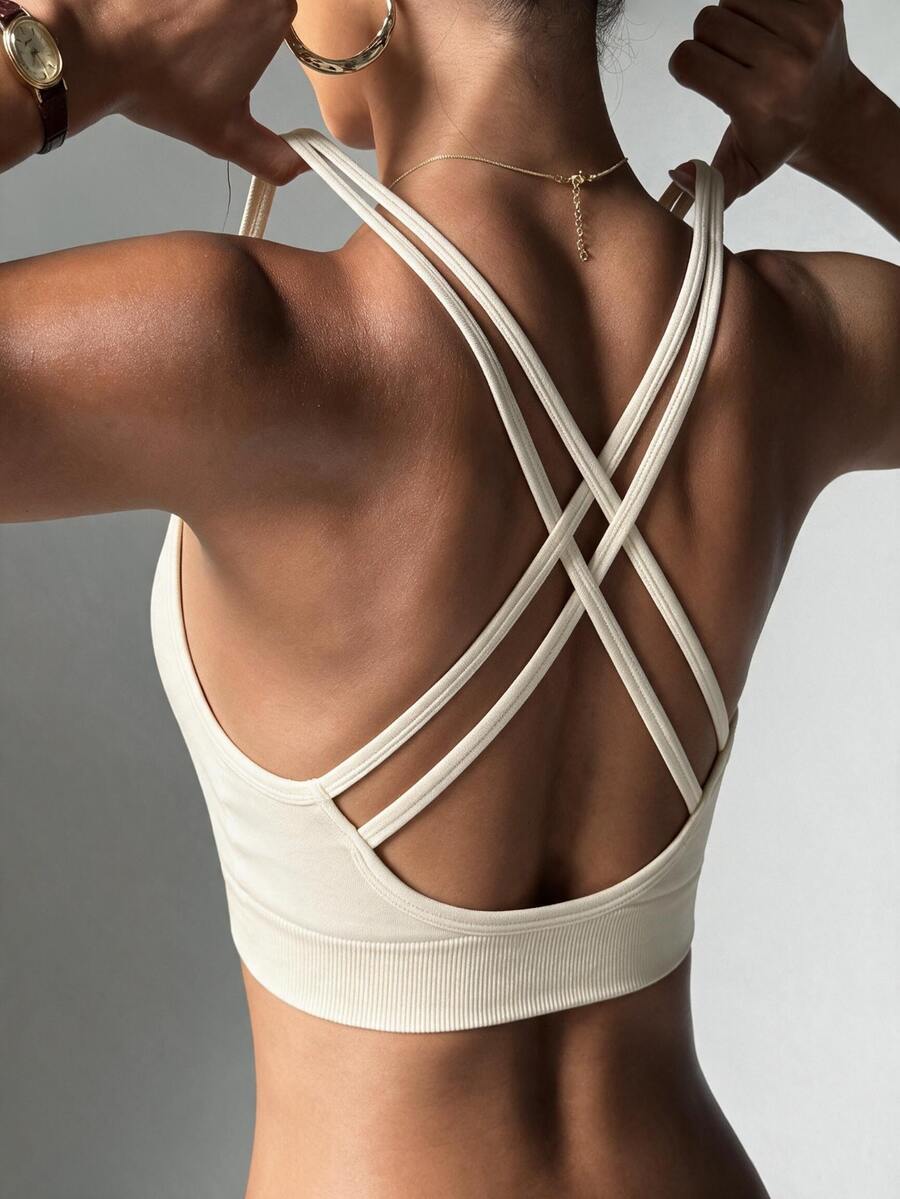 Slayform Slayform Crisscross Back Sports Bra - White - View 1
