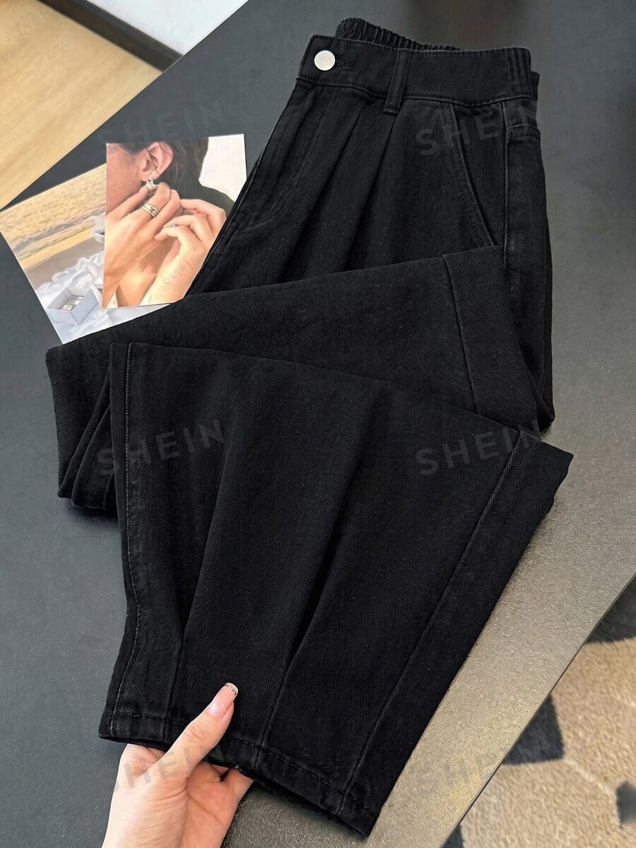 GlowEve CURVE Plus Size Women's Fashion Casual Versatile Ruched Ankle-Length Denim Jeans