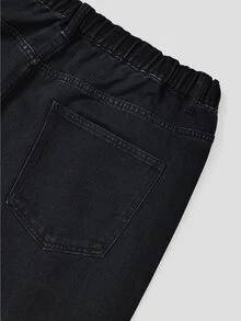 GlowEve CURVE Plus Size Women's Fashion Casual Versatile Ruched Ankle-Length Denim Jeans - Black - View 6