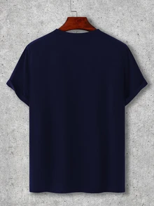 Manfinity Roughcore Men'S Letter Print Short Sleeve T-Shirt - Royal Blue - View 2