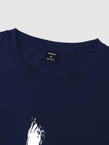 Manfinity Roughcore Men'S Letter Print Short Sleeve T-Shirt - Royal Blue - View 4