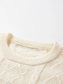 Manfinity Homme Men's Solid Color Crew Neck Long Sleeve Casual Loose Knit Sweater For Autumn/Winter - White - View 4