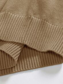 Manfinity Homme Men's Casual Contrast Color Crew Neck Slim Fit Long Sleeve Sweater, Autumn/Winter - Camel - View 5