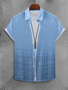 Manfinity Homme Camisa casual de manga corta con botones delanteros para hombres, versátil para el verano - Multicolor - Ver 4