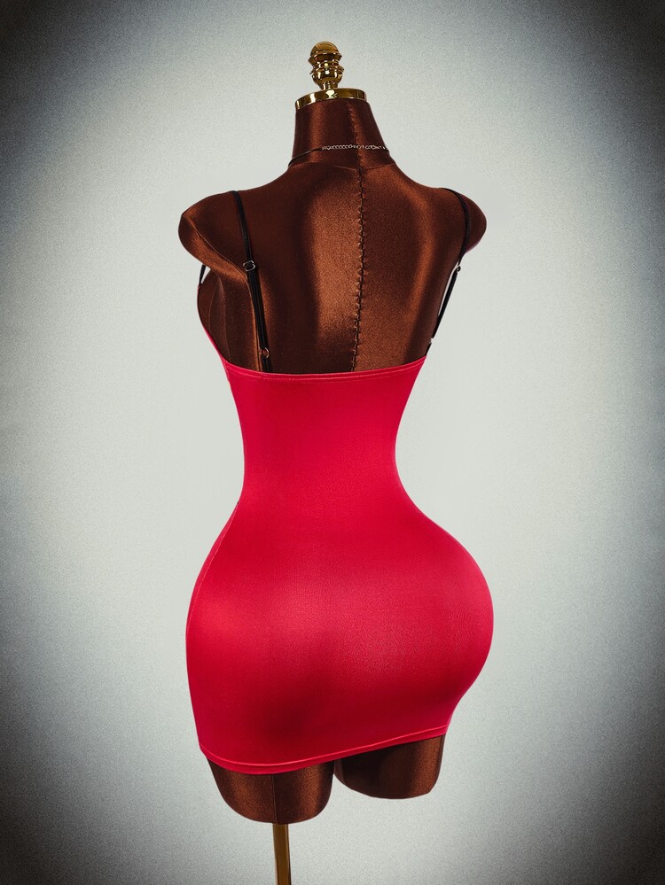 Amplova Halloween Party Event Strap Design Pattern Style Low-Cut Sexy Mini Dress - Red - View 6