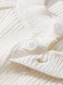 NEOREFINED Men's Solid Color Button Half Placket Raglan Sleeve Casual Sweater, Autumn/Winter - Beige - View 6