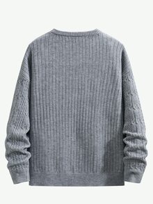 Manfinity Homme Men's Casual Crew Neck Long Sleeve Sweater, Fall Winter - Grey - View 2
