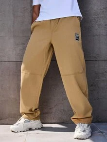 Manfinity Homme Men's Front Tie Pocket Simple Design Jeans, Casual Daily Wear - Khaki - View 6