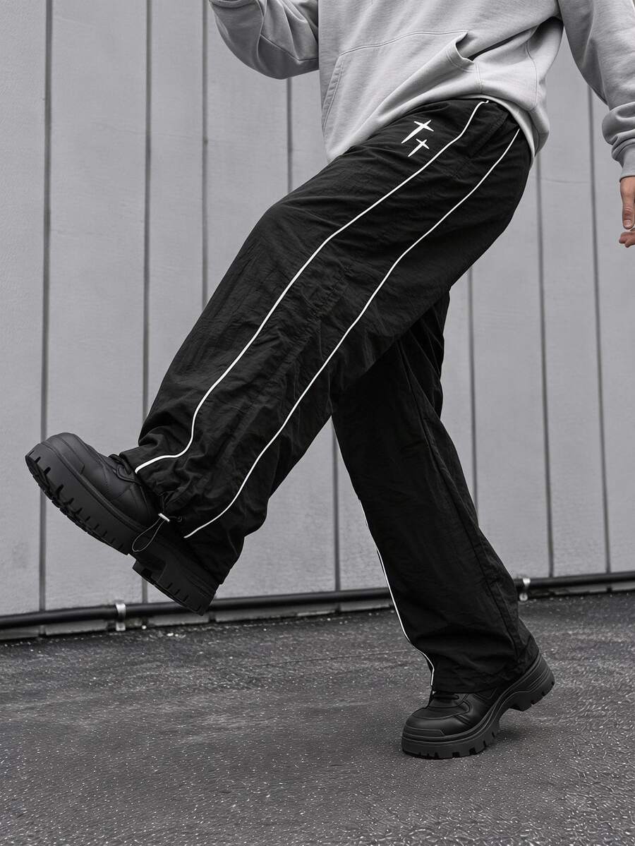 Sport MetroGents Men's Cross Print Drawstring Waist Loose Fit Sweatpants - Black - View 1
