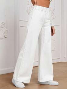 EMERY ROSE Women's Casual Loose Fit Denim Jeans - White - View 4
