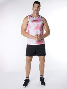 Coreblaze Allover Print Round Neck Fitness & Running Sports Tank Top For Boyfriend Style Men - Red and White - View 3
