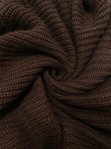 Nubod Plus Size Dark Brown Round Neck Tassel Sweater Skirt 2pcs Set Fall Party Formal Elegant Boho Winter - Brown - View 11