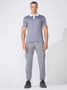 Coreblaze Kaos Polo Olahraga Harian Pria Gaya Boyfriend dengan Blok Warna Sederhana - MultiWarna - View 5