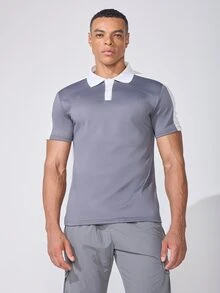 Coreblaze Kaos Polo Olahraga Harian Pria Gaya Boyfriend dengan Blok Warna Sederhana - MultiWarna - View 3