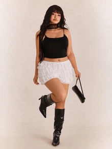 CovetEZ Camiseta de tirantes finos de unicolor con sujetador con relleno incorporado para mujer de talla grande - Negro - Ver 6